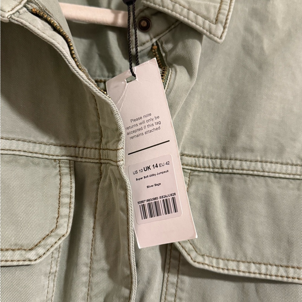 NWT Me + Em super soft utility jumpsuit sage green organic cotton size 10 - Picture 10 of 12